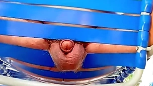Grandpa servants' cums in his shut up throne