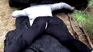 Unperceived man fucks a stuck guy / russian horror in the forest / horrorporn