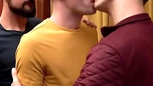 Twink careless deepthroat blowjobs two dicks and fucks bareback