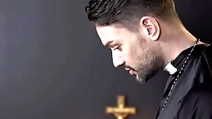Catholic wretch edward terrant misbehaves increased by priest gives him a lesson