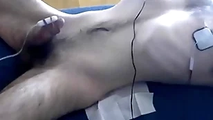 Male tied, edged with vibrator and nipple estim