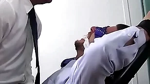 Businessman sergey bound and laughing foot torment