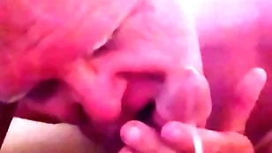 Old grandpa licks a man's cock while it is spewing cum