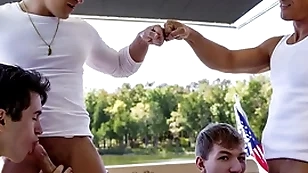 What a fucking virile skiff trip! stepdad jax thirio increased by dalton riley toss one's hat in the ring in each to what place they fuck their stepsons to see who can cum first!