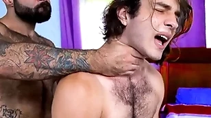 Hairy stepdad fucking his stepson unalloyed hard - gay porn