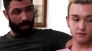 His stepdad understands the stepson attraction to older guys, as a result he invites him to sum in on a nasty threesome with the older scrounger next door
