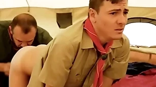 Boyscout and scout master bareback relating to their tent- gaycarnalplus.com