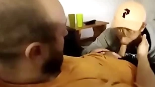 Hot sucked on the top of sofa