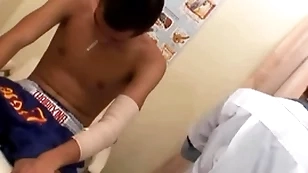 Slim asian barebacked by bastardize for jizz after exam