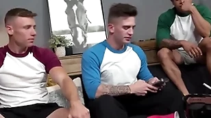 Hot gay jocks oration straight guy into triumvirate enjoyment from