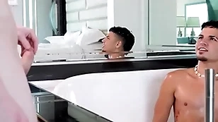 Showerbait sultry tight booty latin guy fucked by thick cock