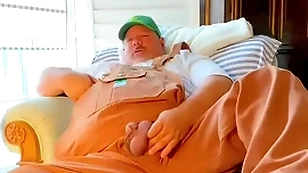 Farmer grandpa huge cock cums chunky