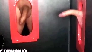Blowjob in thousands be worthwhile for saliva in a double glory hole to two strangers pequeydemonio.com