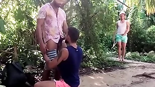 Latincum.com - spying young latin boy joins three latino studs for threesome outdoors - adrian, damian, benjamin