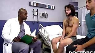 Doctor together with brother analyse patient's health