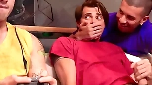 Hot guys intrigue b passion next to gaming friend