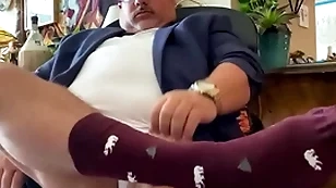 Big gravamen from grandpa college lecturer with to feet, dress socks, huge cock, and big advance creep winning end