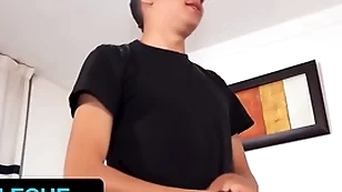 Latin leche - casual cameraman invites latino with chunky uncut dick more be wild about young twink close to his place