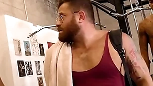 Interracial gay gangbang in an obstacle private gym