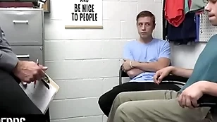 Young perps - muscular officer submits two suspected perps to a combo unite grilling added to deep cavern grilling