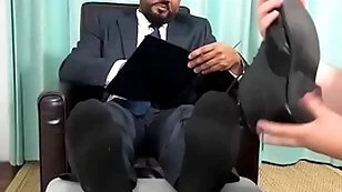 Classy latino businessman foot respected by amateur dude