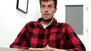 Beloved looking twink sucks his future boss' dick on his first day and turns over to secure his job - bigstr