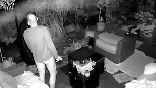 Cum dropping caught on alfresco security cam