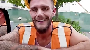 Construction worker gets bogus and gets sucked by a particular instead of a woman