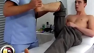 Teen young man has his first prostate exam from a doctor