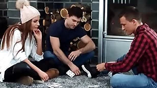 Bi dudes fuck Lilliputian slut helter-skelter threesome helter-skelter doggystyle