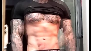 Stroking my massive bushwa and flexing for you before cumming