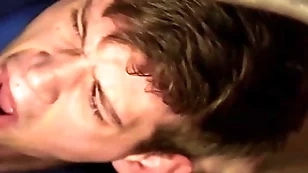 Duteous lady's man gets a hard bareback pounding in the ass and a facial - men