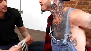 (fly tatem) has unearth deamon in bondage offers his big blarney for a blowjob before penetrating his ass - bromo
