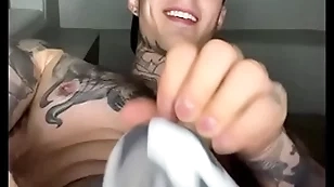 Jakipz in a jock strap playing with his bulge and cumming