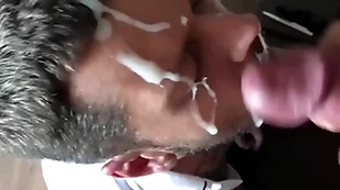 Epic massive cumshot on my face big monster cock