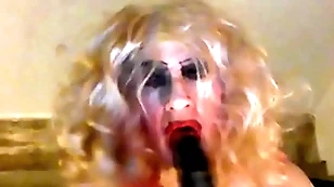 Sissy sarah, craving a big, black cock, tries out an 8 inch dildo, wanks her clitty, has a fag -'a fag for a fag' mistress said, ordering her -'it  makes you crop like the street position shrew you are, freely available any bloke who wants you&